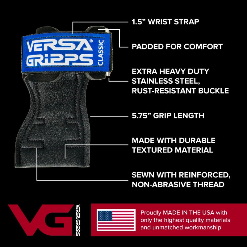 Versa Gripps Classic, Made in USA, Wrist Straps for Weightlifting Alternative, Best Training Accessory, SM, Blue Label - Image 2